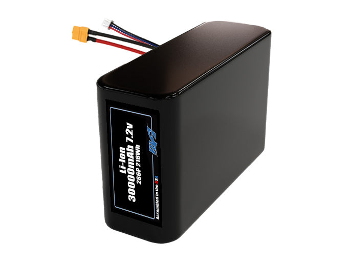 Compact 7.2-volt 30000mAh lithium-ion battery, built for lightweight drone, UAV, and robotics projects.