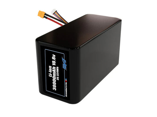 Compact 10.8-volt 30000mAh lithium-ion battery, built for lightweight drone, UAV, and robotics projects.