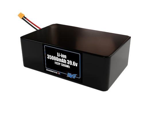 Compact 39.6-volt 35000mAh lithium-polymer battery, built for lightweight drone, UAV, and robotics projects.
