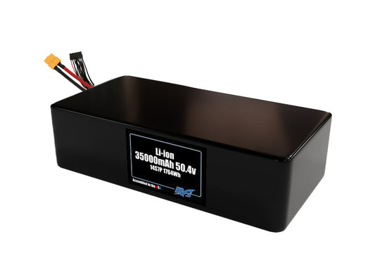 Compact 50.4-volt 35000mAh lithium-polymer battery, built for lightweight drone, UAV, and robotics projects.