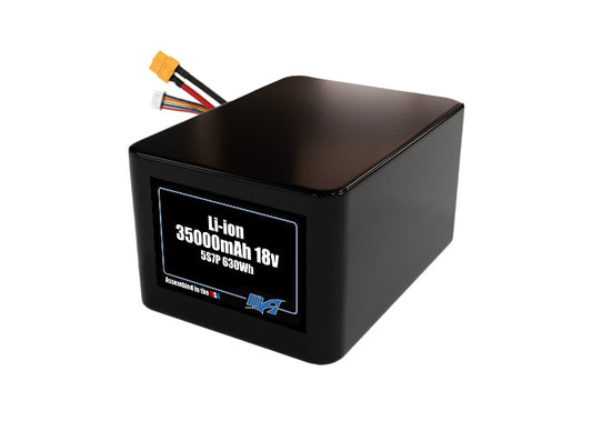 Compact 18-volt 35000mAh lithium-polymer battery, built for lightweight drone, UAV, and robotics projects.