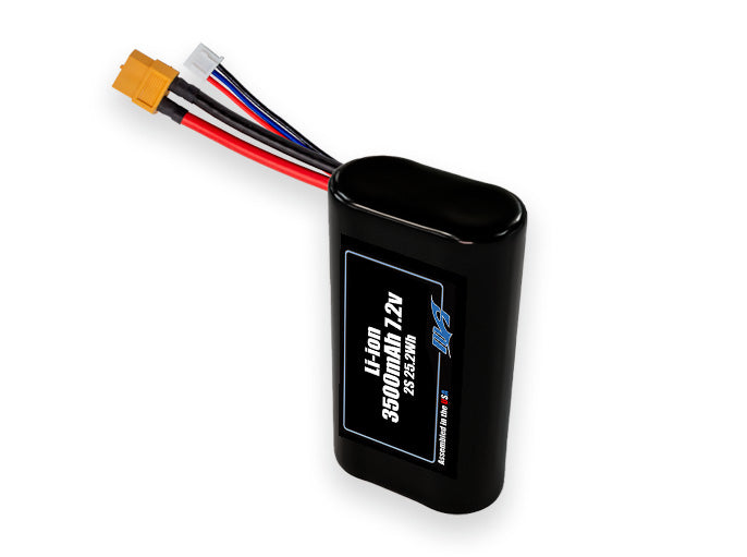 Compact 7.2-volt 3500mAh lithium-ion battery, built for lightweight drone, UAV, and robotics projects.