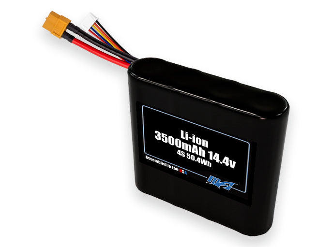 Compact 14.4-volt 3500mAh lithium-ion battery, built for lightweight drone, UAV, and robotics projects.