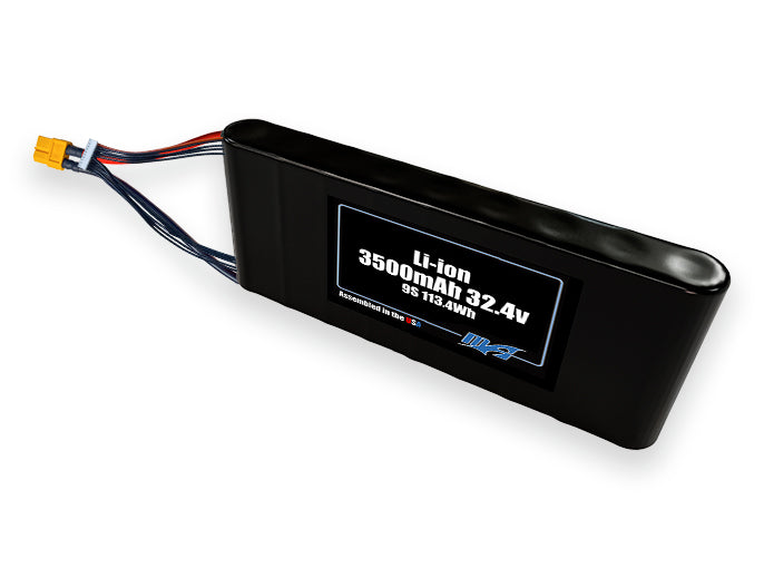 Compact 32.4-volt 3500mAh lithium-ion battery, built for lightweight drone, UAV, and robotics projects.
