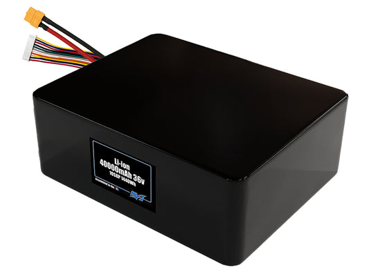 Compact 36-volt 40000mAh lithium-polymer battery, built for lightweight drone, UAV, and robotics projects.