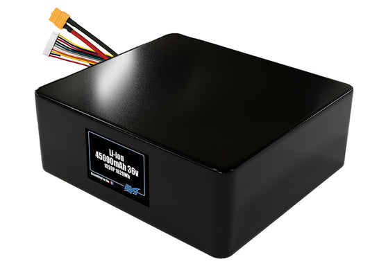 Compact 36-volt 45000mAh lithium-polymer battery, built for lightweight drone, UAV, and robotics projects.