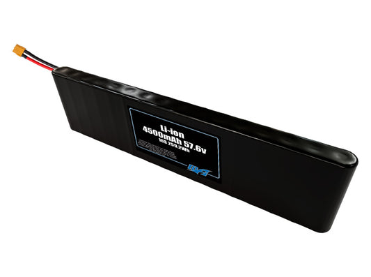 Compact 57.6-volt 4500mAh lithium-ion battery, built for lightweight drone, UAV, and robotics projects.