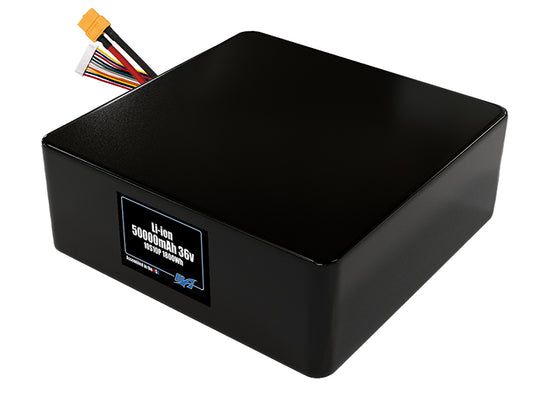 Compact 36-volt 50000mAh lithium-polymer battery, built for lightweight drone, UAV, and robotics projects.