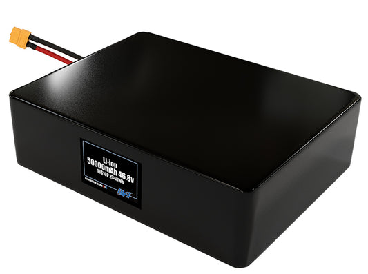 Compact 46.8-volt 50000mAh lithium-polymer battery, built for lightweight drone, UAV, and robotics projects.