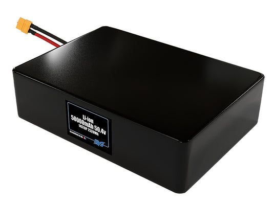 Compact 50.4-volt 50000mAh lithium-polymer battery, built for lightweight drone, UAV, and robotics projects.