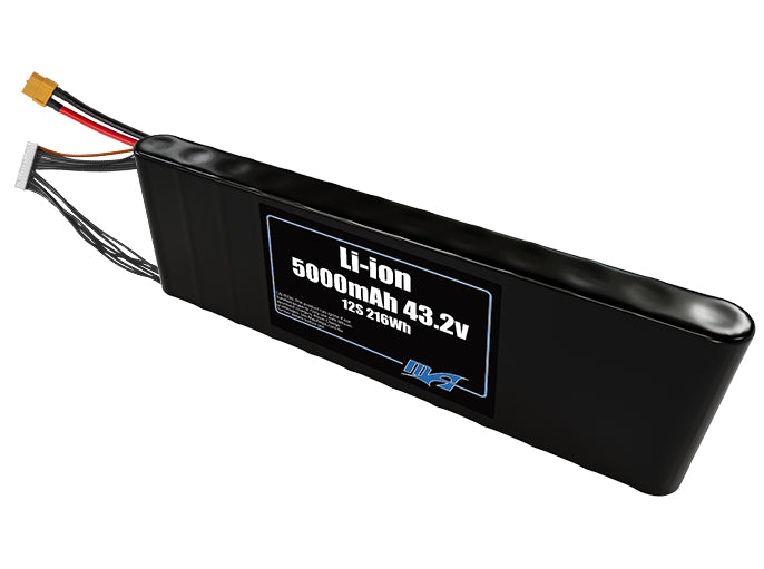 Compact 43.2-volt 5000mAh lithium-ion battery, built for lightweight drone, UAV, and robotics projects.