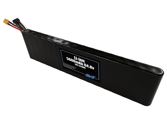 Compact 64.8-volt 5000mAh lithium-ion battery, built for lightweight drone, UAV, and robotics projects.