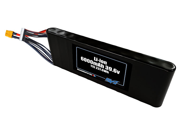 Compact 39.6-volt 6000mAh lithium-ion battery, built for lightweight drone, UAV, and robotics projects.