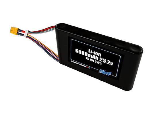 Compact 25.2-volt 6000mAh lithium-ion battery, built for lightweight drone, UAV, and robotics projects.