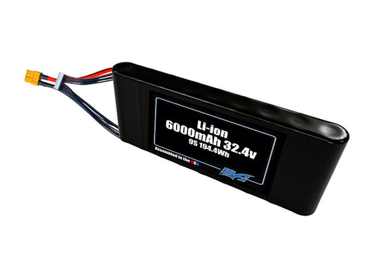 Compact 32.4-volt 6000mAh lithium-ion battery, built for lightweight drone, UAV, and robotics projects.