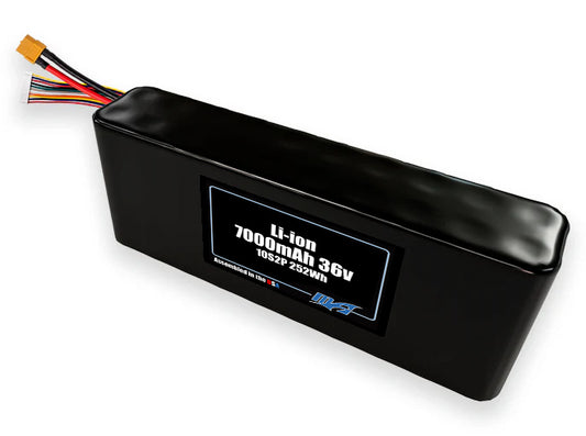 Compact 36-volt 7000mAh lithium-ion battery, built for lightweight drone, UAV, and robotics projects.
