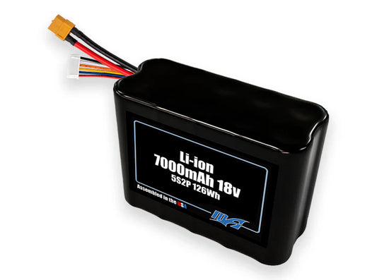 Compact 18-volt 7000mAh lithium-ion battery, built for lightweight drone, UAV, and robotics projects.
