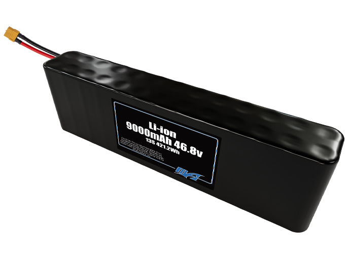 Compact 46.8-volt 9000mAh lithium-ion battery, built for lightweight drone, UAV, and robotics projects.