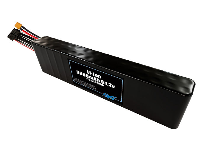 Compact 61.2-volt 9000mAh lithium-ion battery, built for lightweight drone, UAV, and robotics projects.