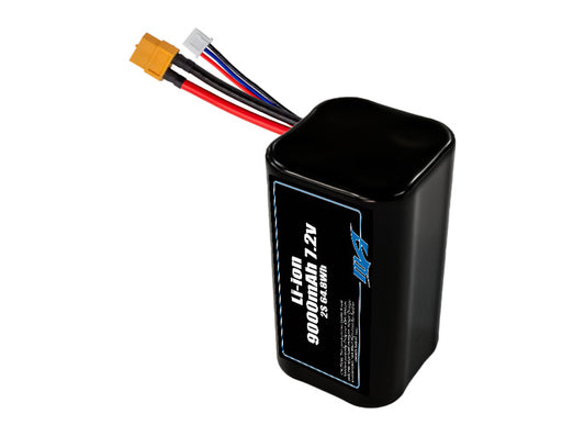 Compact 7.2-volt 9000mAh lithium-ion battery, built for lightweight drone, UAV, and robotics projects.