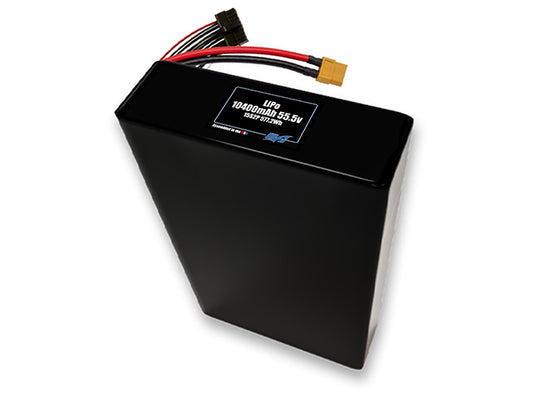Compact 55.5-volt 10400mAh lithium-polymer battery, built for lightweight drone, UAV, and robotics projects.