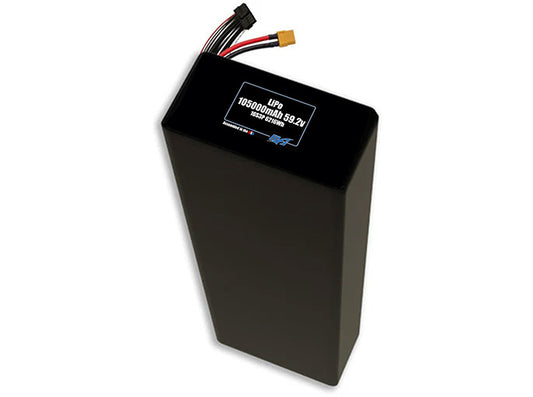 Compact 59.2-volt 105000mAh lithium-polymer battery, built for lightweight drone, UAV, and robotics projects.