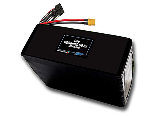 Compact 66.6-volt 11000mAh lithium-polymer battery, built for lightweight drone, UAV, and robotics projects.