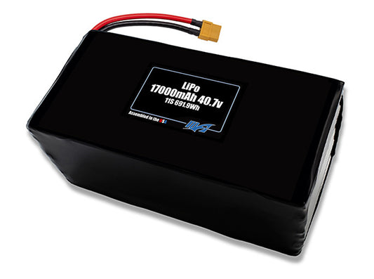 Compact 40.7-volt 17000mAh lithium-polymer battery, built for lightweight drone, UAV, and robotics projects.