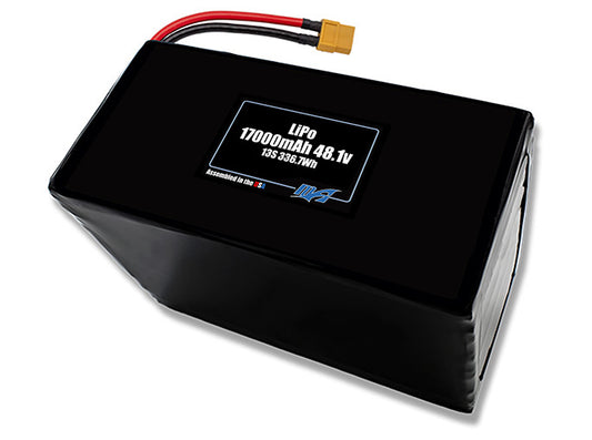 Compact 48.1-volt 17000mAh lithium-polymer battery, built for lightweight drone, UAV, and robotics projects.