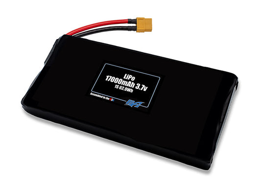 Compact 3.7-volt 17000mAh lithium-polymer battery, built for lightweight drone, UAV, and robotics projects.