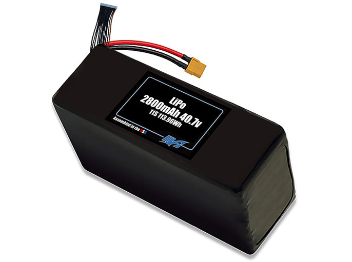 Compact 40.7-volt 2800mAh lithium-polymer battery, built for lightweight drone, UAV, and robotics projects.