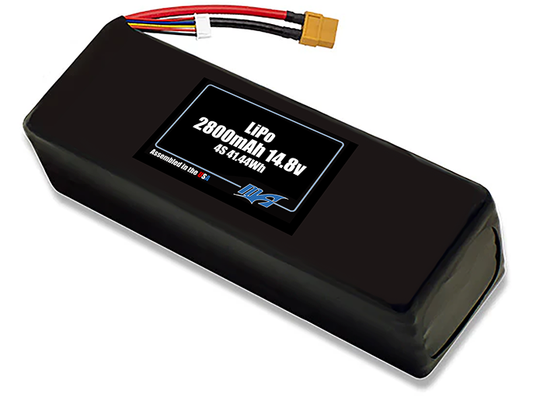 Compact 14.8-volt 2800mAh lithium-polymer battery, built for lightweight drone, UAV, and robotics projects.