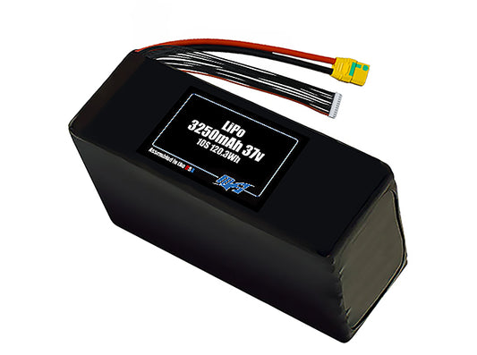 Compact 37-volt 3250mAh lithium-polymer battery, built for lightweight drone, UAV, and robotics projects.