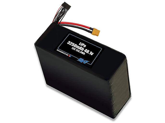 Compact 48.1-volt 3250mAh lithium-polymer battery, built for lightweight drone, UAV, and robotics projects.