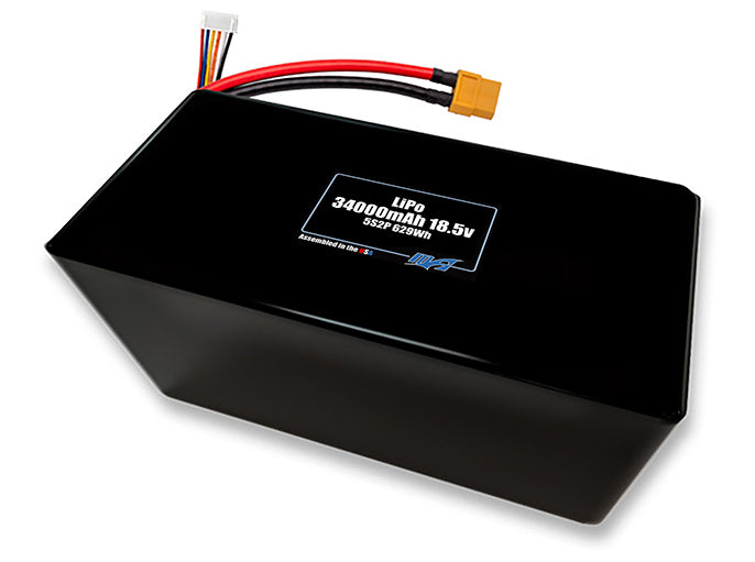 Compact 18.5-volt 34000mAh lithium-polymer battery, built for lightweight drone, UAV, and robotics projects.