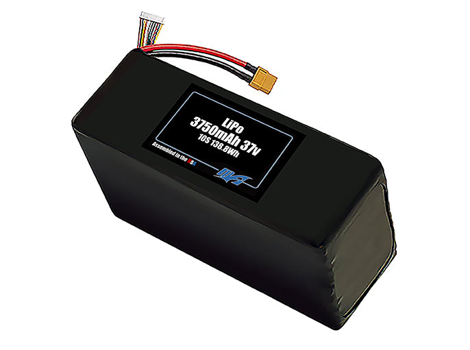 Compact 37-volt 3750mAh lithium-polymer battery, built for lightweight drone, UAV, and robotics projects.