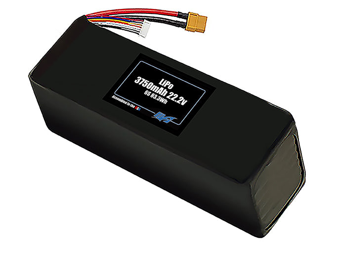 Compact 22.2-volt 3750mAh lithium-polymer battery, built for lightweight drone, UAV, and robotics projects.