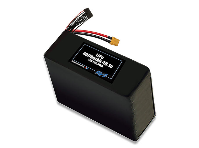 Compact 48.1-volt 4000mAh lithium-polymer battery, built for lightweight drone, UAV, and robotics projects.