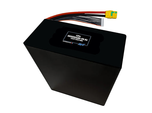 Compact 44.4-volt 46000mAh lithium-polymer battery, built for lightweight drone, UAV, and robotics projects.