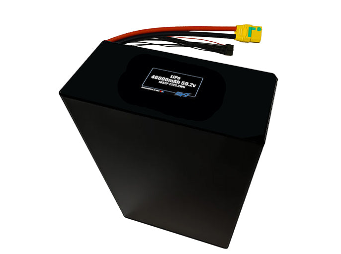 Compact 59.2-volt 46000mAh lithium-polymer battery, built for lightweight drone, UAV, and robotics projects.