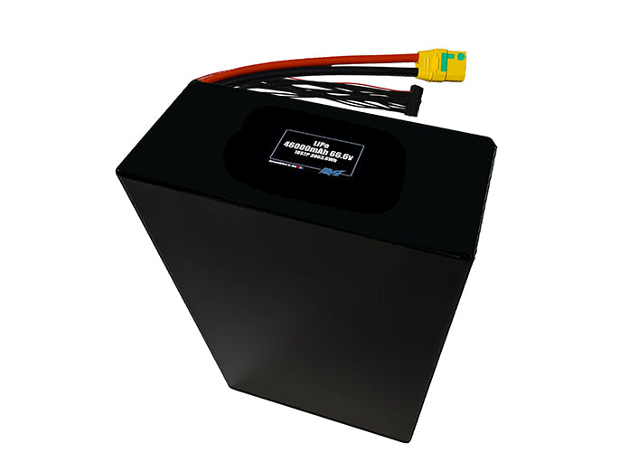 Compact 66.6-volt 46000mAh lithium-polymer battery, built for lightweight drone, UAV, and robotics projects.