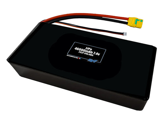 Compact 7.4-volt 46000mAh lithium-polymer battery, built for lightweight drone, UAV, and robotics projects.