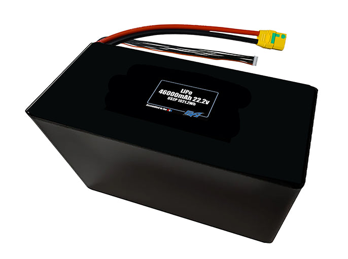 Compact 22.2-volt 46000mAh lithium-polymer battery, built for lightweight drone, UAV, and robotics projects.