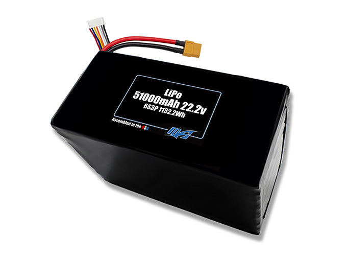 Compact 22.2-volt 51000mAh lithium-polymer battery, built for lightweight drone, UAV, and robotics projects.