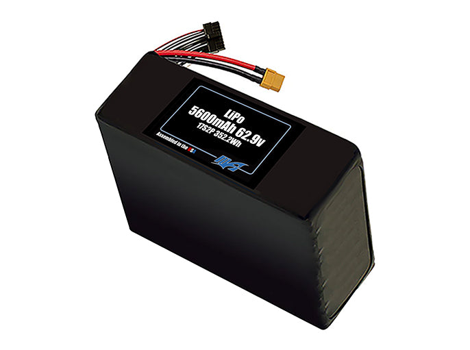 Compact 62.9-volt 5600mAh lithium-polymer battery, built for lightweight drone, UAV, and robotics projects.