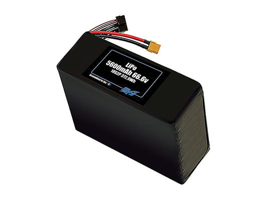Compact 66.6-volt 5600mAh lithium-polymer battery, built for lightweight drone, UAV, and robotics projects.