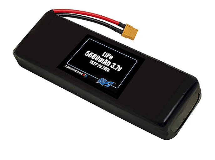 Compact 3.7-volt 5600mAh lithium-polymer battery, built for lightweight drone, UAV, and robotics projects.