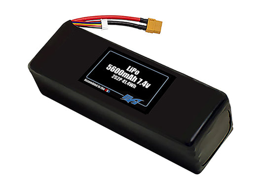 Compact 7.4-volt 5600mAh lithium-polymer battery, built for lightweight drone, UAV, and robotics projects.