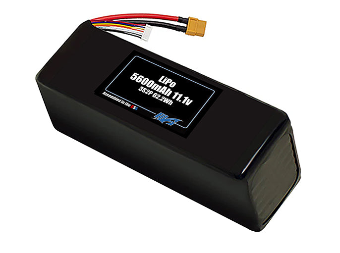 Compact 11.1-volt 5600mAh lithium-polymer battery, built for lightweight drone, UAV, and robotics projects.
