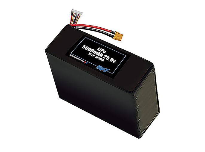 Compact 25.9-volt 5600mAh lithium-polymer battery, built for lightweight drone, UAV, and robotics projects.